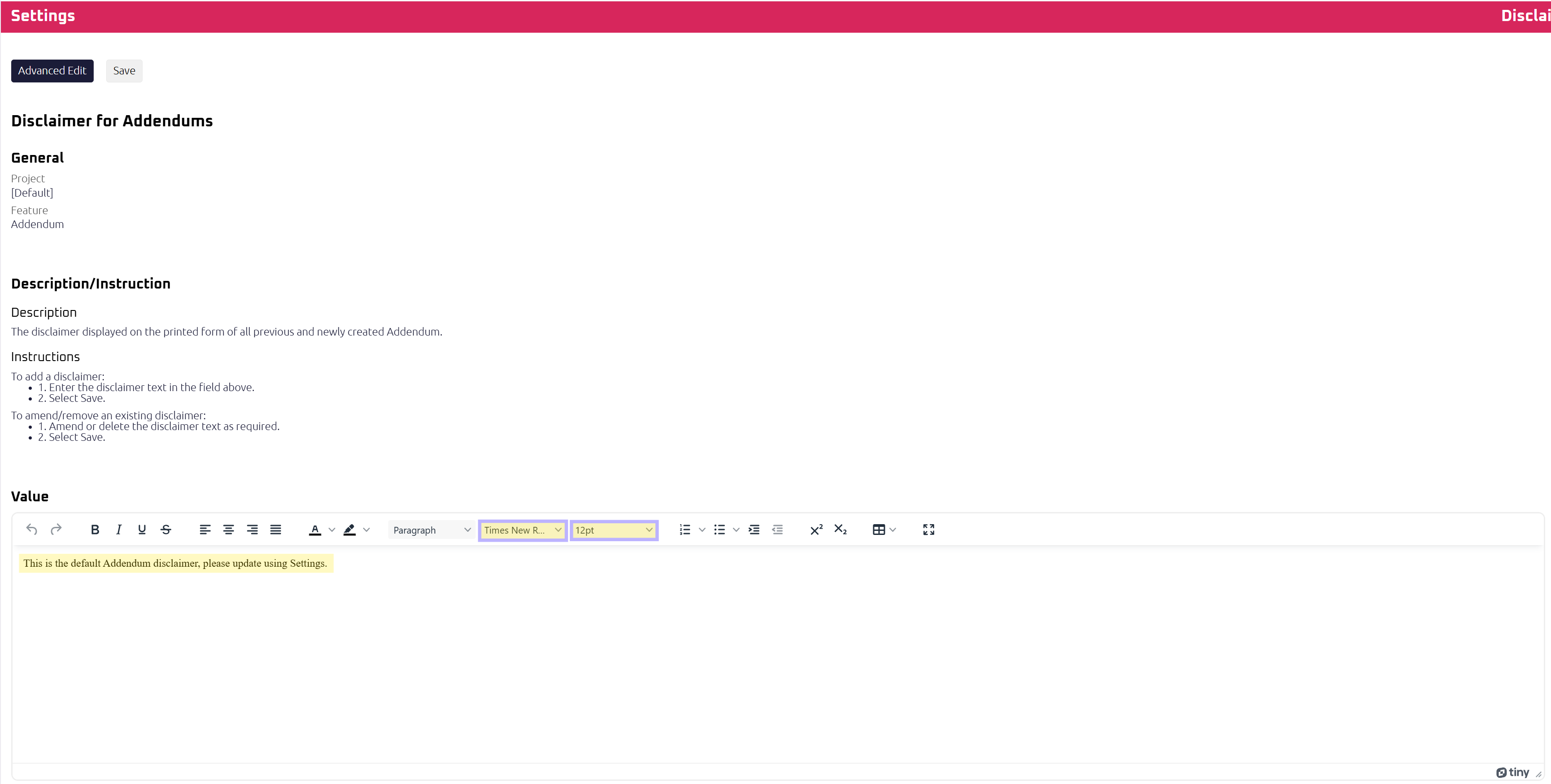 How Do I Update Document Disclaimers? | Onware Help Center